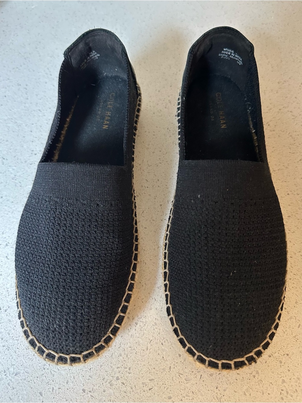 Cole Haan Black Knit Espadrille Slip-On Loafers